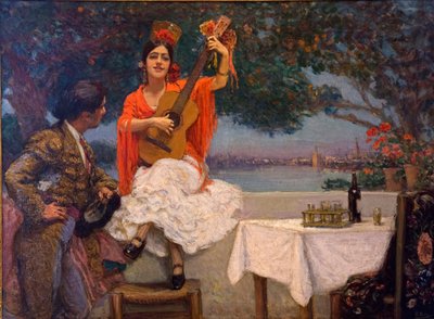 Gitana وطلاء مصارعة الثيران مع Guadalquivir في الخلفية بواسطة Gonzalo Bilbao بواسطة جونزالو بلباو